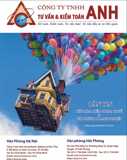 Bản tin đầu tư tài chính và thuế kỳ 30-11-2016