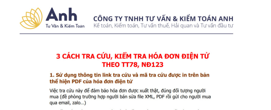 Thư Quý vị, 3 CÁCH TRA CỨU, KIỂM TRA HÓA ĐƠN ĐIỆN TỬ THEO TT78, NĐ123